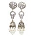 Dangle Jhumka Jhumki Earrings Zircon Pearl Womens Silver Solid 925 Gemstone A538